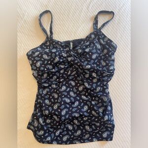Lands' End Tankini Top Navy Paisley size 16